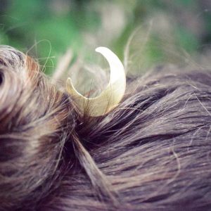 Crescent moon brass hair pin