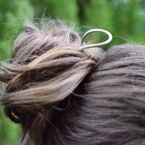 Curved german silver hair pin