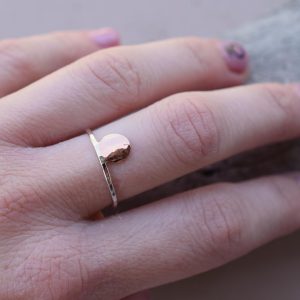 Sterling silver ring with copper hammered full circle