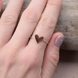 Sterling silver ring with copper heart